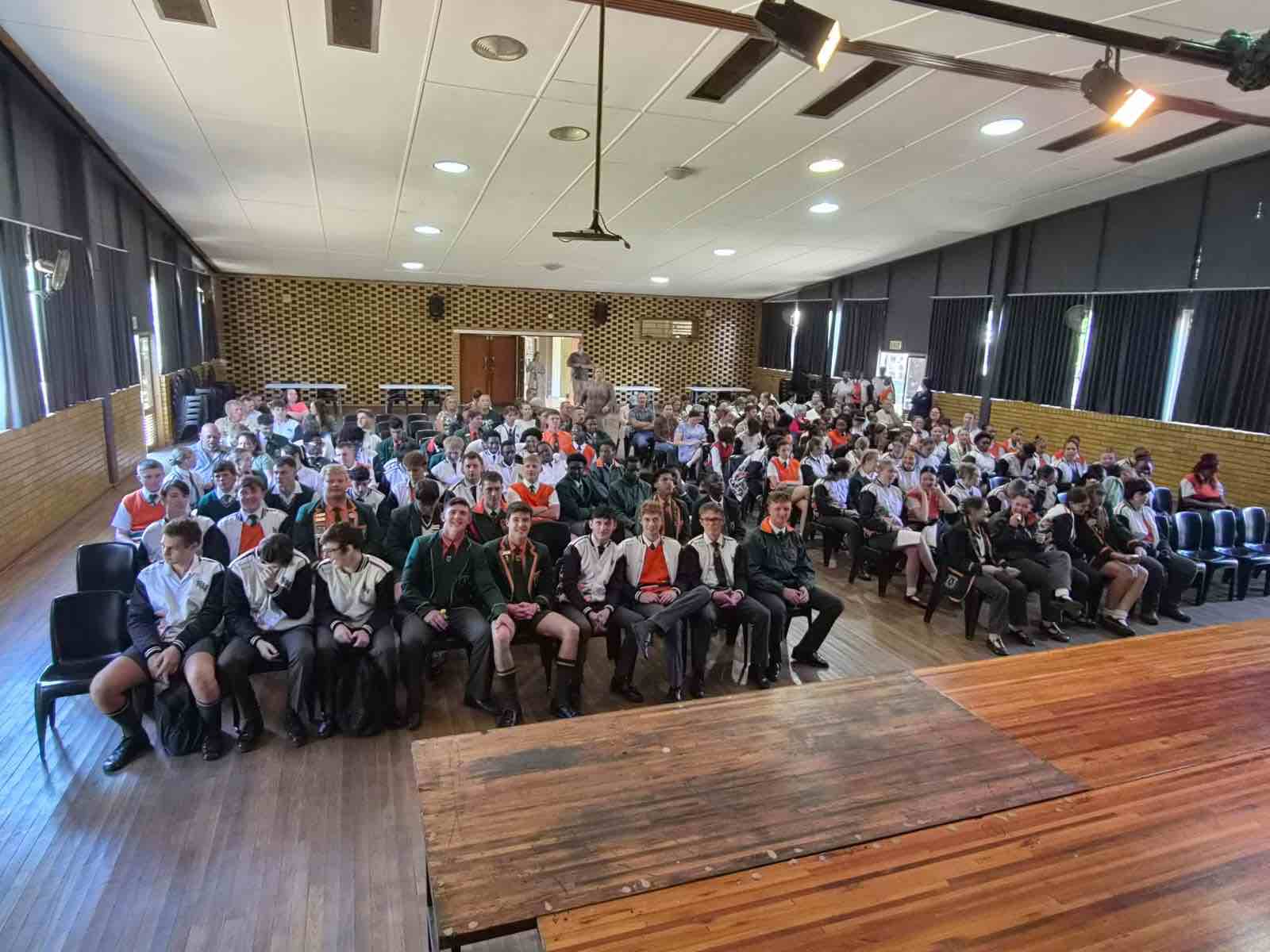 Matrics at the Matric service in the school hall