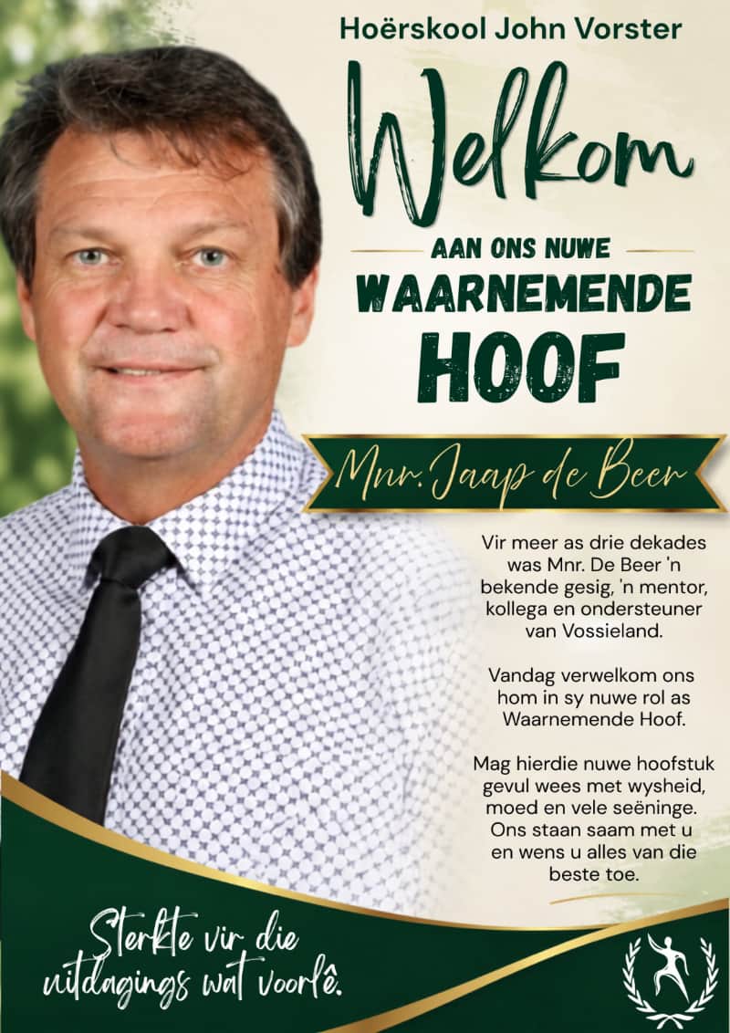 Mnr Jaap de Beer, waarnemende skoolhoof